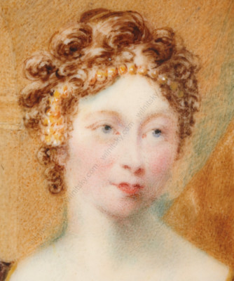 Miniature Sur Ivoire, Portrait De Dame, époque Restaurtion