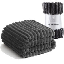 Osum Ribbed Soft Fleece Throws Chunky Cord Blanket Faux Fur Large Warm Sofa Bed