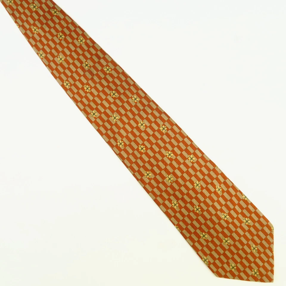 Colours by Alexander Julian Mens Neck Tie Orange Tan Checker Pattern 57x4 USA - Image 2 of 4