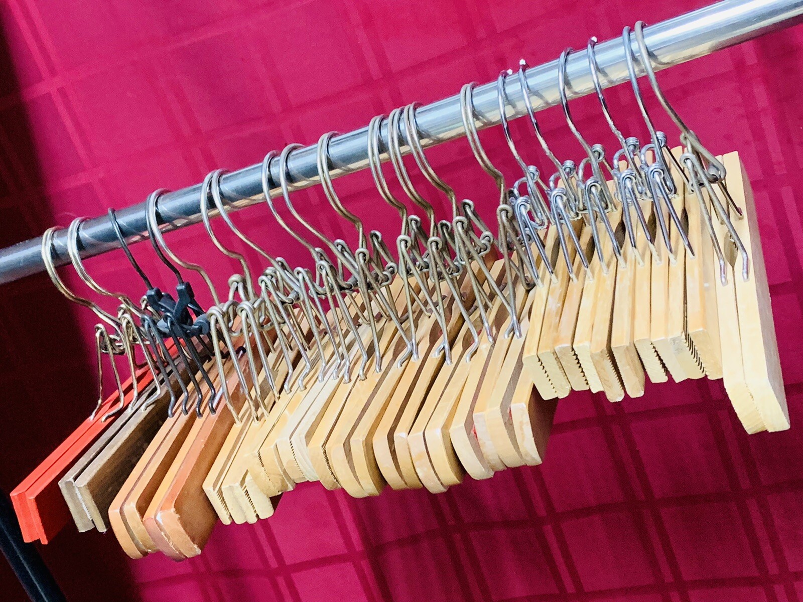 20Vintage Wood Pant Skirt Clamp Clothes Hangers Gem