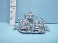 Miniature Tea Set 5Pc  D0158 Silvertone 1/12th Scale
