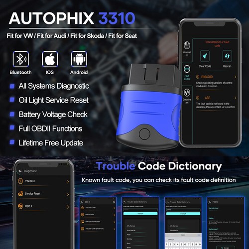 Autophix 3310 Pro Diagnostiqueur OBD2 Auto Tester All System Scanner compatible avec VAG - Photo 7/12