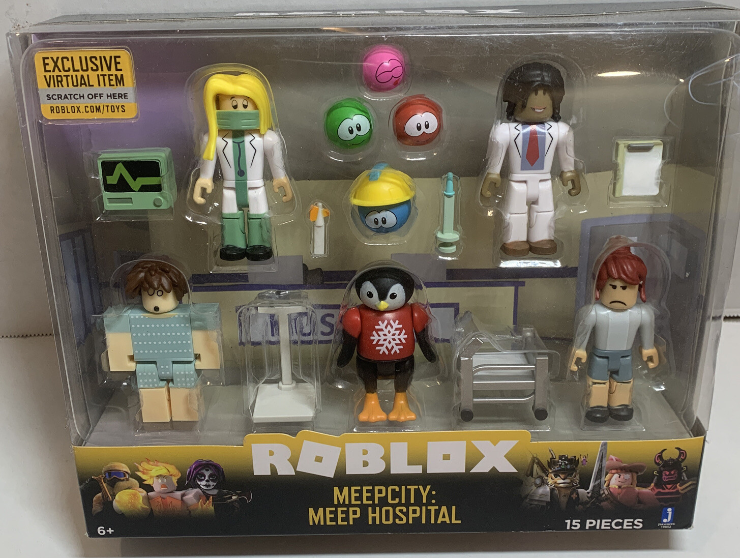 ROBLOX MeepCity: MEEP HOSPITAL 15 Piece Playset w/Exclusive Virtual Item  19852