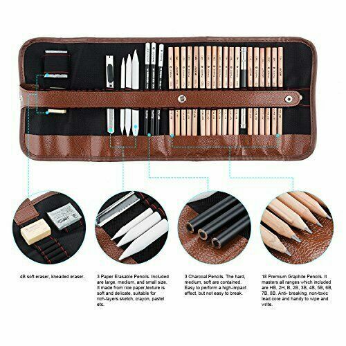 29X ARTIST PENCILS SET SKETCHING DRAWING ART PENCIL KIT ARTISTS