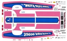 Tom Hoover White Bear Lodge Dodge 1/64th Scale NHRA Slot Car Waterslide Decals