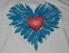 Women's Life is Good Watercolor Daisy Heart Ivory Crew Neck Sweatshirt