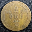SWEDEN Oscar II Bronze 1904  2 Ore Large Letters  XF KM# 746  (23 114) — photo 2