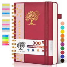 Spiral Notebook Journal for Women Men, 300 Numbered Lined Pages, College Rule...