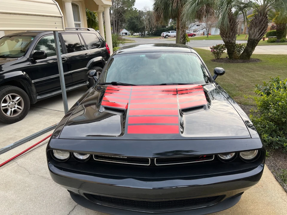 Dodge Challenger Strobe Hood Center & Wing Graphic Decal fit 2015-2018 15 Colors Foto 3 de 4