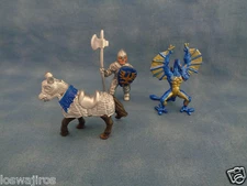 Safari Ltd 3 Figures - War Horse, Peluda Dragon, & Knight w/ Halberd & Shield