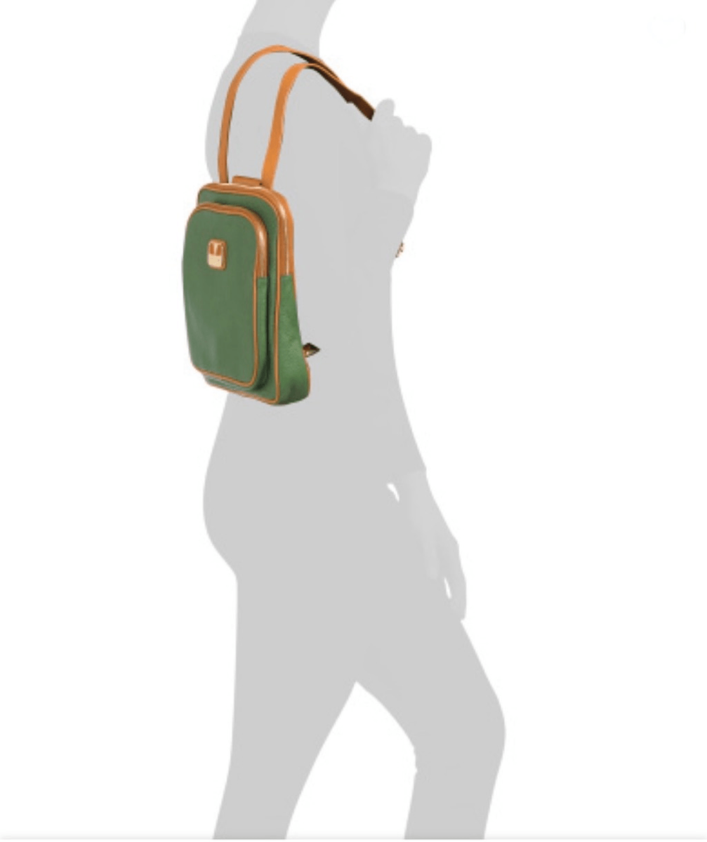 NWT RARE Gorgeous Valentina Green Camel Backpack Real Finest  display picture 2