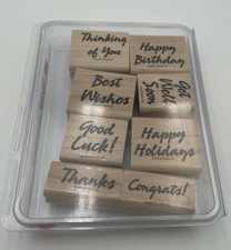 Stampin Up Wood Stamps, Bold and Basic Greetings 1997, Set of 8 102375