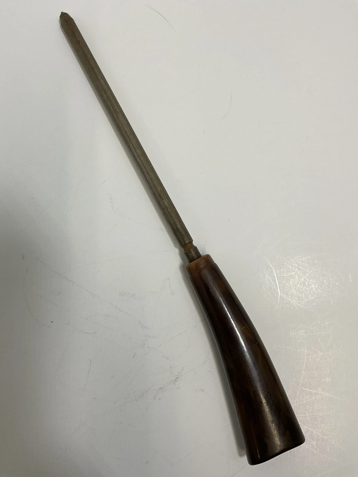 Vintage 12” Knife Honing Steel Bar With Bakelite Handle PreownedKitchenCom