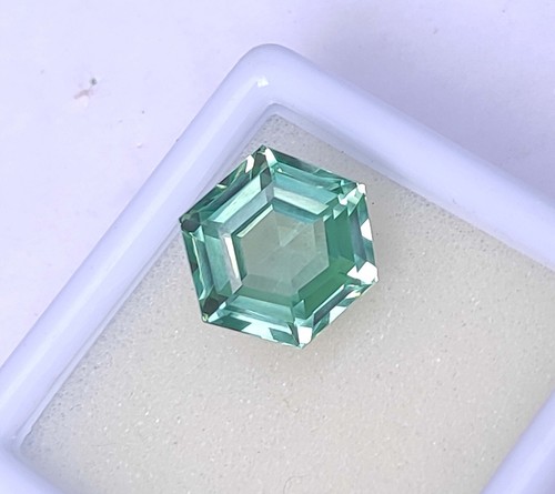 Natural Blue-Green Sapphire Certified Hexagon Cut 15 Ct Montana Loose Gemstone - Picture 7 of 10