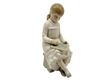 NAO Vintage Figurine of a Young Girl with Slate Board in Her Lap Collectible