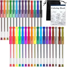 Shuttle Art Gel Pens, 32 Colors Gel Pen Set with Coloring Book for Adults Colori
