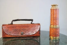 Vintage Nautical Dollond London 1920 Telescope With Leather Box Works