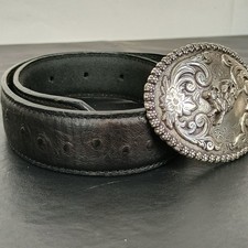 NOCONA Child / Youth 20" Ostrich Print BELT N4421801 2-tone W/ Bull Rider Buckle
