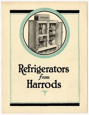 1925 Harrods Vintage Refrigerators Illustrated Catalogue 6-page Tri-fold Format