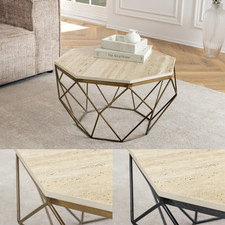 Couchtisch DIAMOND - 70cm - AUSWAHL beige - Travertin Eisen handmade geometrisch