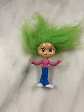 Troll Doll Light Complexion Green Hair Blue Eyes Pink Top Blue Pants Fantasy