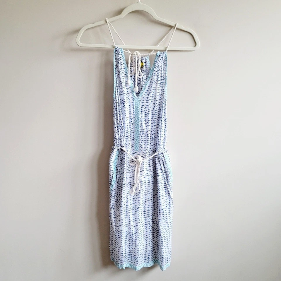 Roller Rabbit Nautical Whale Tails Novelty Print Mini Dress Swim Cover Beach - Photo 1/4