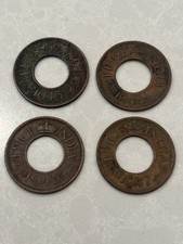 Calcutta Mint Complete Set 4 British India 1 Pice Coins 1943, 44, 45, 47 #4