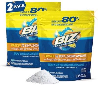 Biz Laundry Detergent Powder, Stain and Odor Eliminator (pack of 2)16oz in total