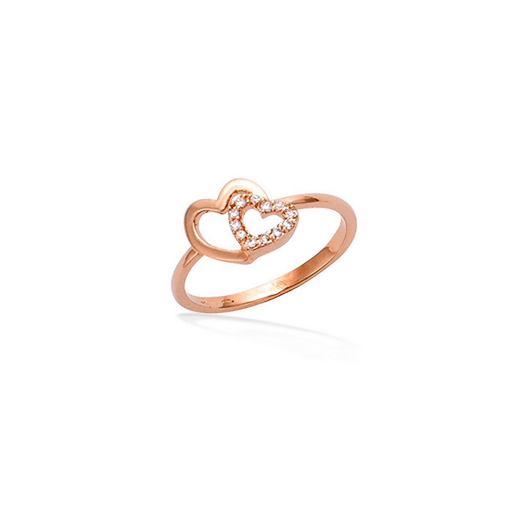 Bague coeur entrelacé en plaqué or rose pour femme éclat unique