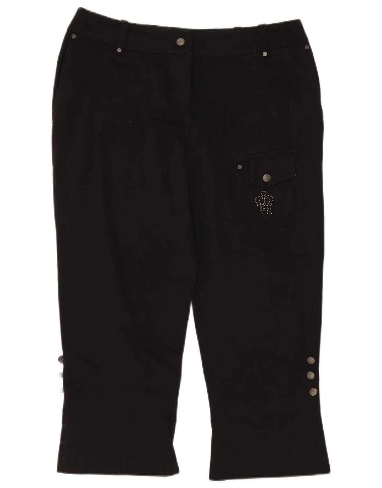 Fiorella Rubino Womens Straight Capri Trousers UK 12 Medium W34 L23 Black BA03