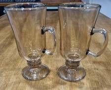 2 Vintage Style Smoke Glass Irish Coffee/Latte Mugs.