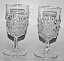 Lot of 2 Vintage New Martinsville Glass Wetzel No. 500 Water Goblets - EAPG "Fea