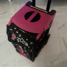 Z CA Ice Skating Rolling Bag with Pink Frame, Doodle Design, Black SK8 4 Ever
