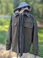 VTG Dickies Jacket Mens Large Green Canvas Quilted Coat Zip Workwear Lined Hood