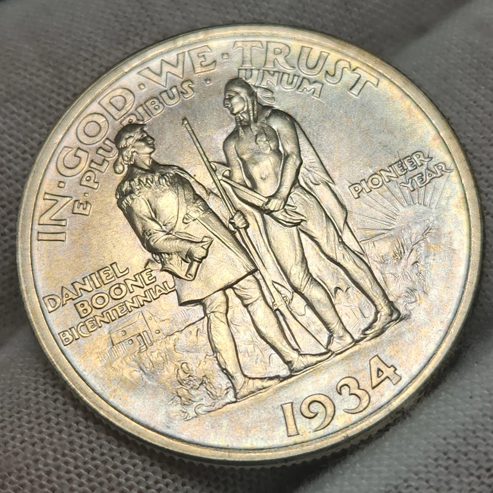 Nicely Toned 1934 Daniel Boone Half Dollar UNC BU 90% Silver Commemorative CHBN1 - Image 4 of 4