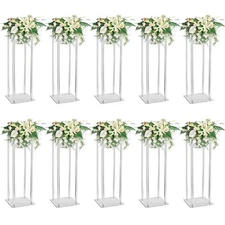 10 Pcs Acrylic Clear Vases for Wedding Centerpieces, 31.5" Tall Flower Stand,...