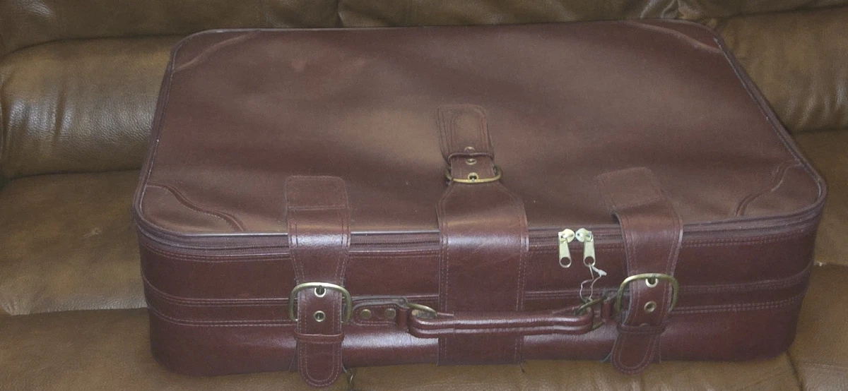 valise en cuir des années 1970 (1) - cuir tissu métal