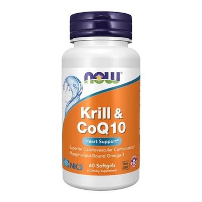 Krill Oil & Coq10 Heart Support  60 Soft Gels By Now Foods