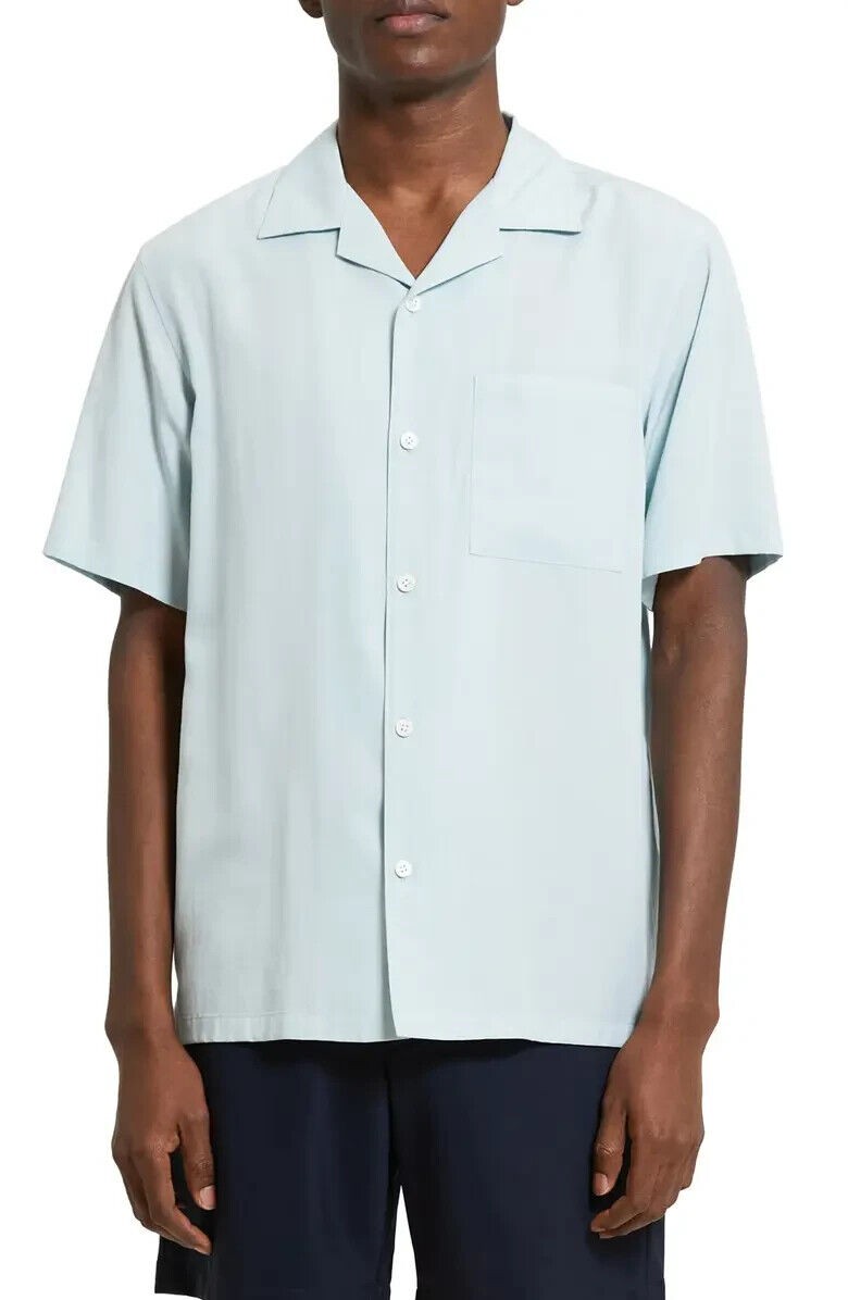 Лагерная рубашка Theory Noll на пуговицах с коротким рукавом цвета Stratus Green- Размер маленький 13290₽