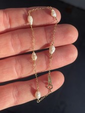9ct Gold Baroque Pearl Bracelet, Vintage 9k 375