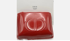 Dior Red Patent Makeup Bag CD Logo Cosmetic Pouch w/ Box NEW