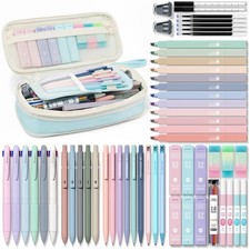 56 PCS Aesthetic School Supplies with Cute Pencil Case, 6 Multicolor Pen, 12 ...