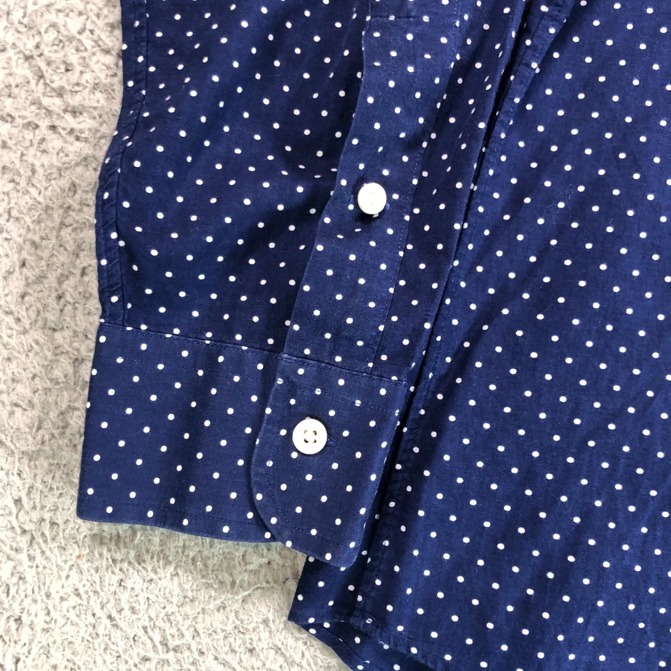 Camisa Polo Ralph Lauren Adulto Grande Azul Lunares Calce Ajustado Manga Larga Botón Foto 4 de 4