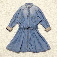 Burberry Blue Label Denim Shirt Dress Ruffle Logo Buta 38