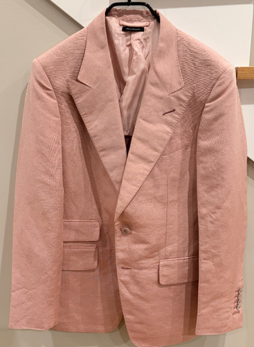 TOM FORD Pink Linen Silk Shelton Blazer Sport Coat 48R 38R Made in Switzerland