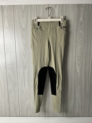 Women's Small - KERRITS Black/Brown Pull On Riding Breeches Pants Leggings