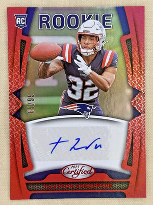 2025 Panini Certified TreVeyon Henderson RC Red Etch auto /99 NE Patriots