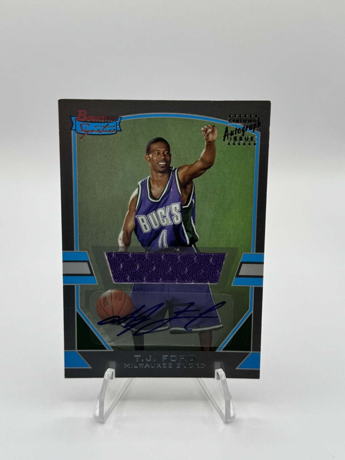 2003-04 Bowman Signature T.J. Ford Silver Rookie RC Jersey Autograph Bucks /249