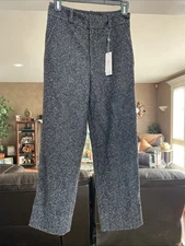 AG Elvie Twill Knit Pants Storm BLACK Grey WOOL CROPPED PANTS 25 NWT $338