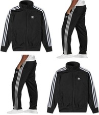 adidas originals firebird black tracksuit jacket  pants set mens size small